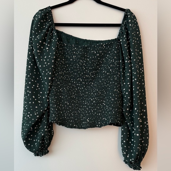 Dark Green Long-Sleeve Squareneck Top - Picture 3 of 5